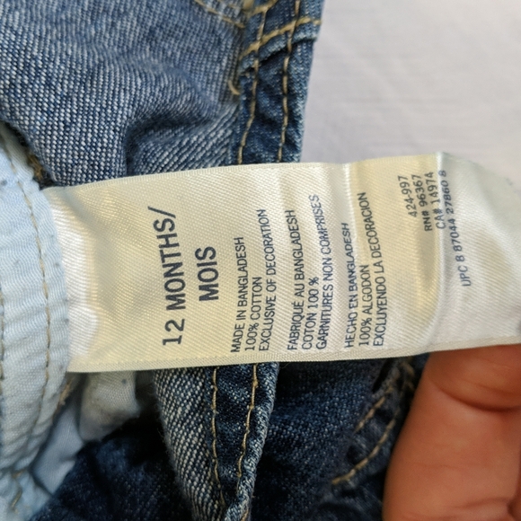 oshkosh b'gosh classic vestbak denim overalls with felted logo 12 months baby - Picture 5 of 8